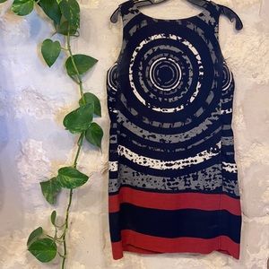 Desigual Black Red White Sleeveless Dress Size 8 US 40 EU